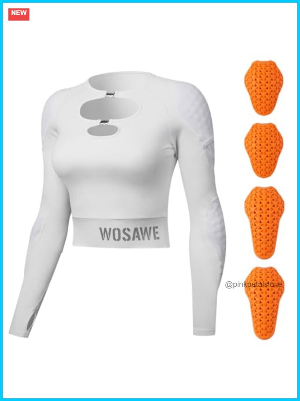 Cropped Motorcycle Jacket with Removable Pads, Half Zip, Long Sleeve